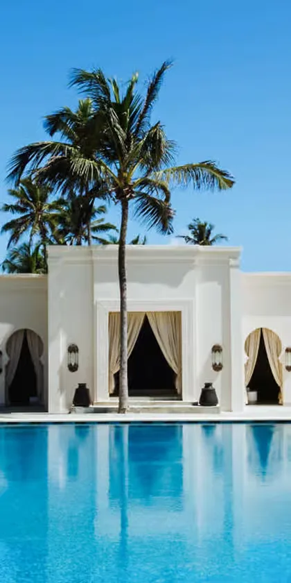 Ornate Swahili-style suite interior at Baraza Resort and Spa Zanzibar