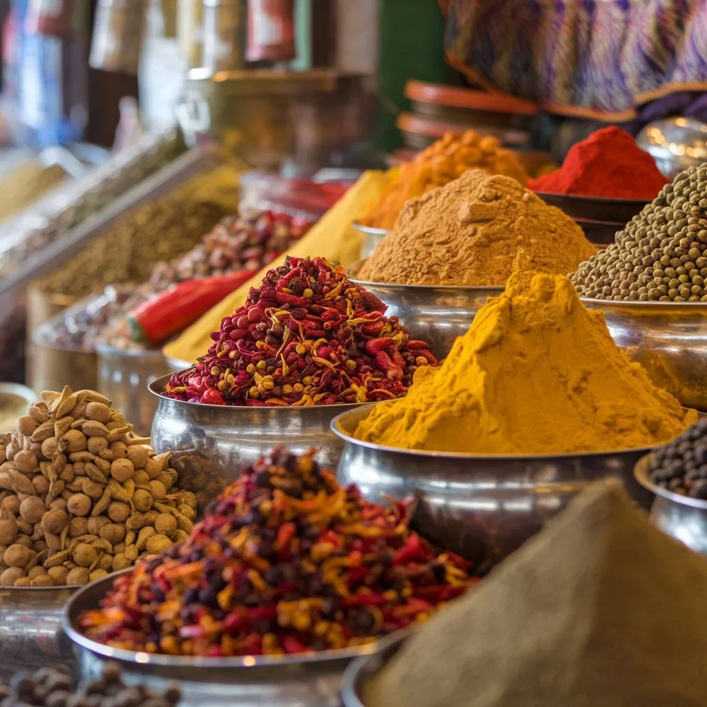 Fresh cloves and tropical spices on a Zanzibar spice farm Tanzania