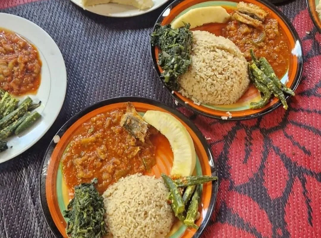Traditional Zanzibari spice lunch after spice farm tour Tanzania