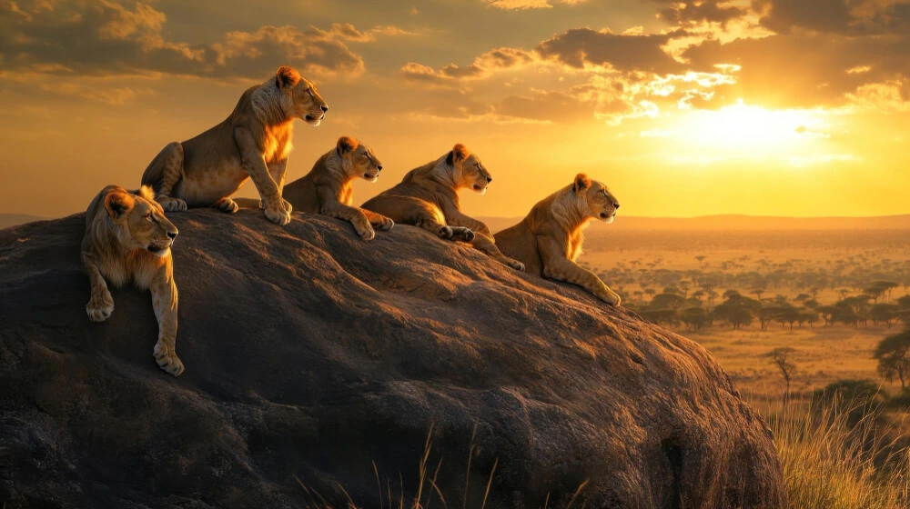 Lion pride on Serengeti plains