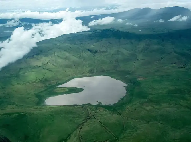 Ngorongoro Crater aerial panorama